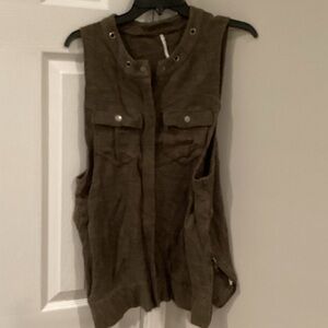 Free People Olive Brown Vest Top